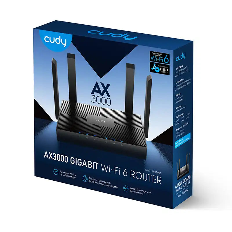 ROUTER CUDY AX3000 WR3000 WI-FI 6 4 ANTENAS