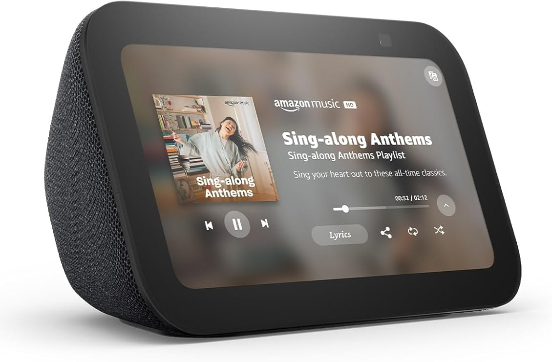 AMAZON ECHO SHOW, PANTALLA INTELIGENTE CON 2X BAJO Y SONIDO CLARO, CARBÓN