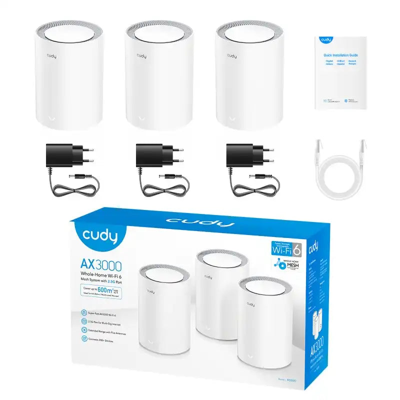 CUDY SISTEMA WI-FI MESH AX3000 M3000 (3 PACK) BLANCO
