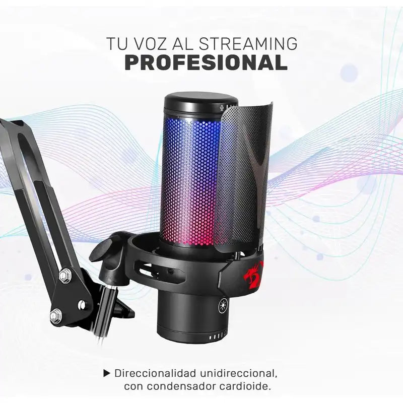 MICRÓFONO STREAMING REDRAGON FENRIS GM301 NEGRO RGB