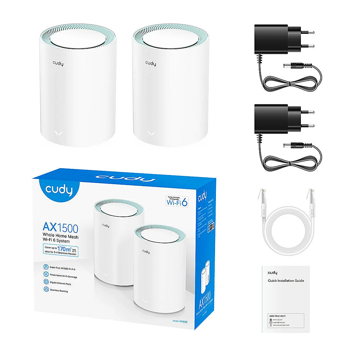 CUDY SISTEMA WI-FI MESH AX1500 M1500 (2 PACK)