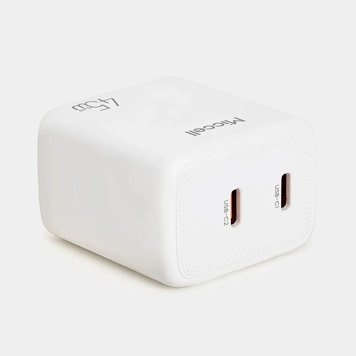 CARGADOR MICCELL VQ-T15 DOBLE TIPO C 45W GAN
