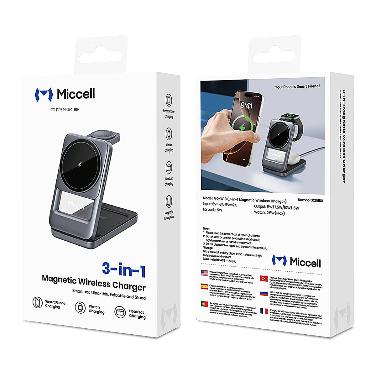 CARGADOR MICCELL VQ-W18 MAGNÉTICO PARA ESCRITORIO 15W