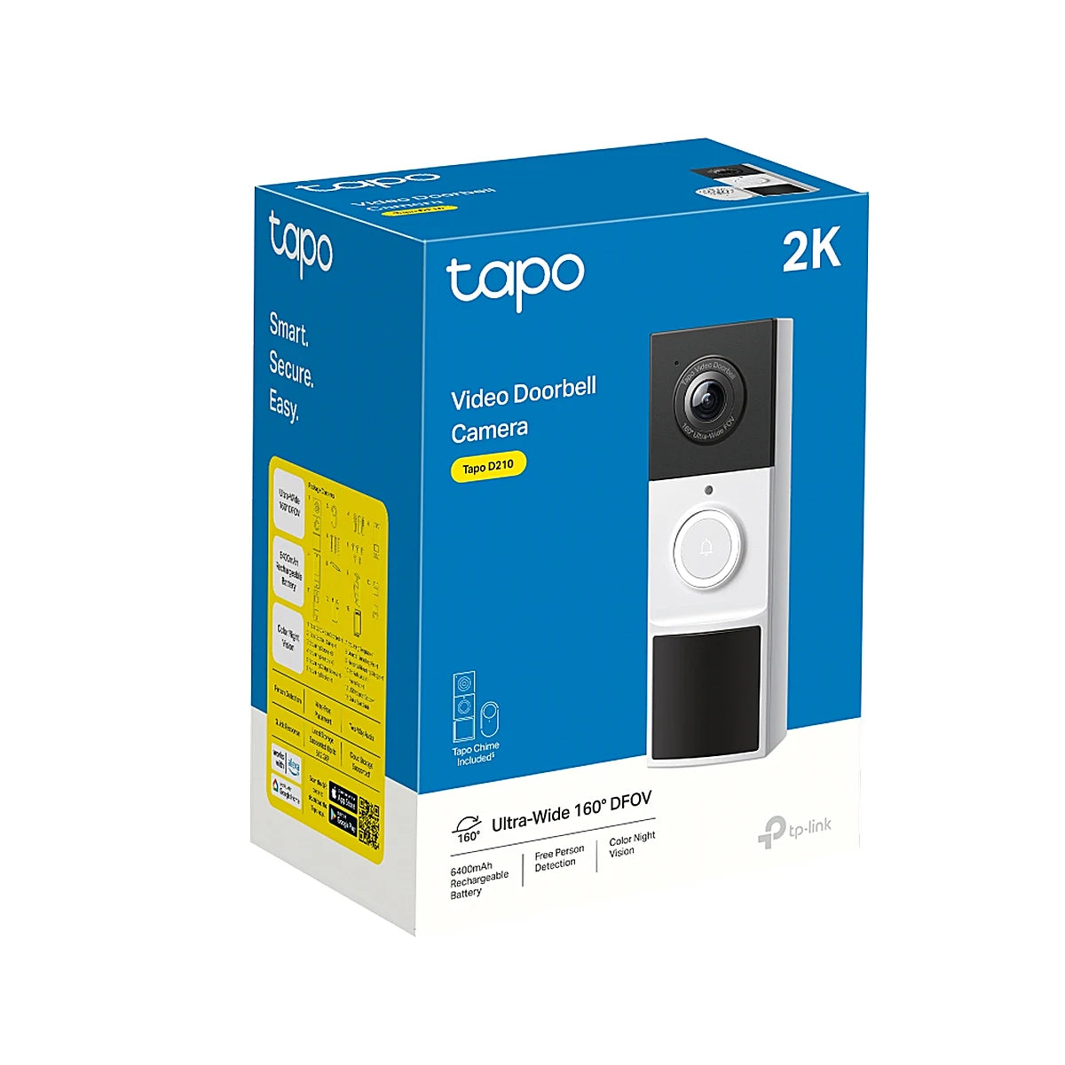 CAMARA INTELIGENTE PARA PUERTA TP-LINK TAPO D210 2K