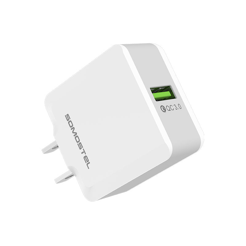 CARGADOR CARGA RAPIDA A12 C/ENCHUFE EU C/CABLE USB TIPO LIGHTNING C/BLANCO SOMOSTEL