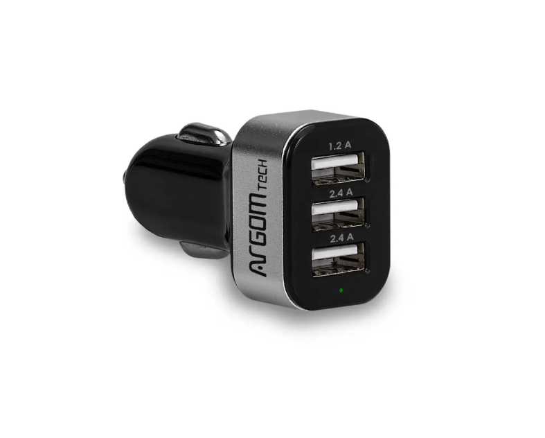 CARGADOR RAPIDO USB 3 PUERTOS PARA CARRO ARGOMTECH