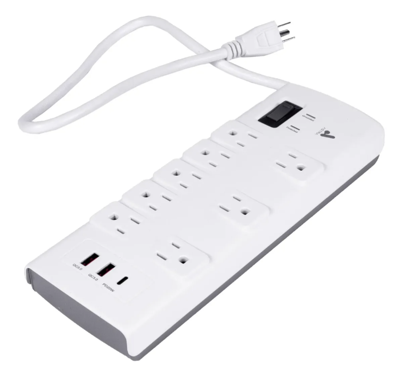 REGLETA CON PROTECTOR DE SOBRETENSIONES 8 SALIDAS CON USB C/A