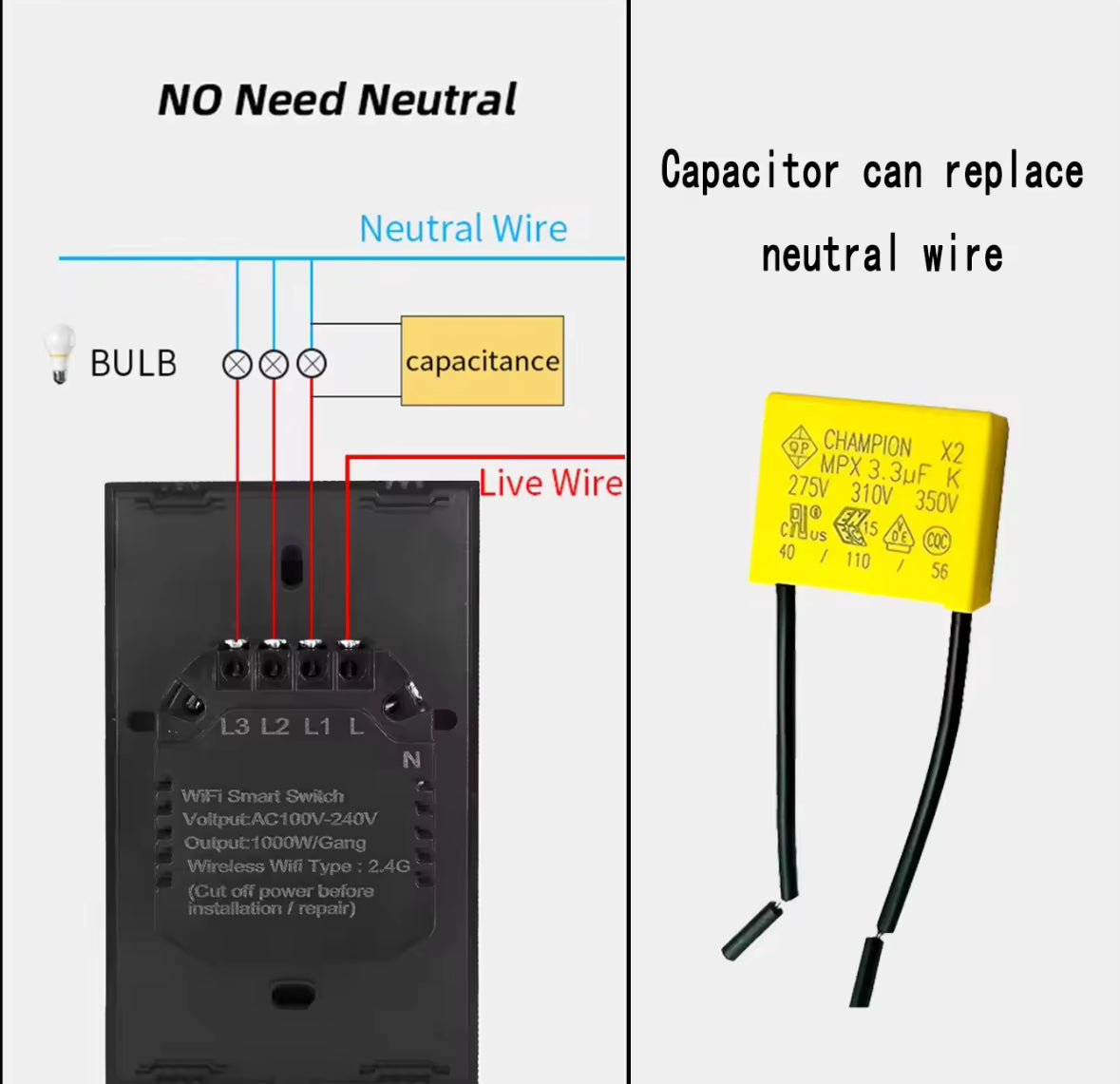 CONDENSADOR PARA INTERRUPTOR INTELIGENTE