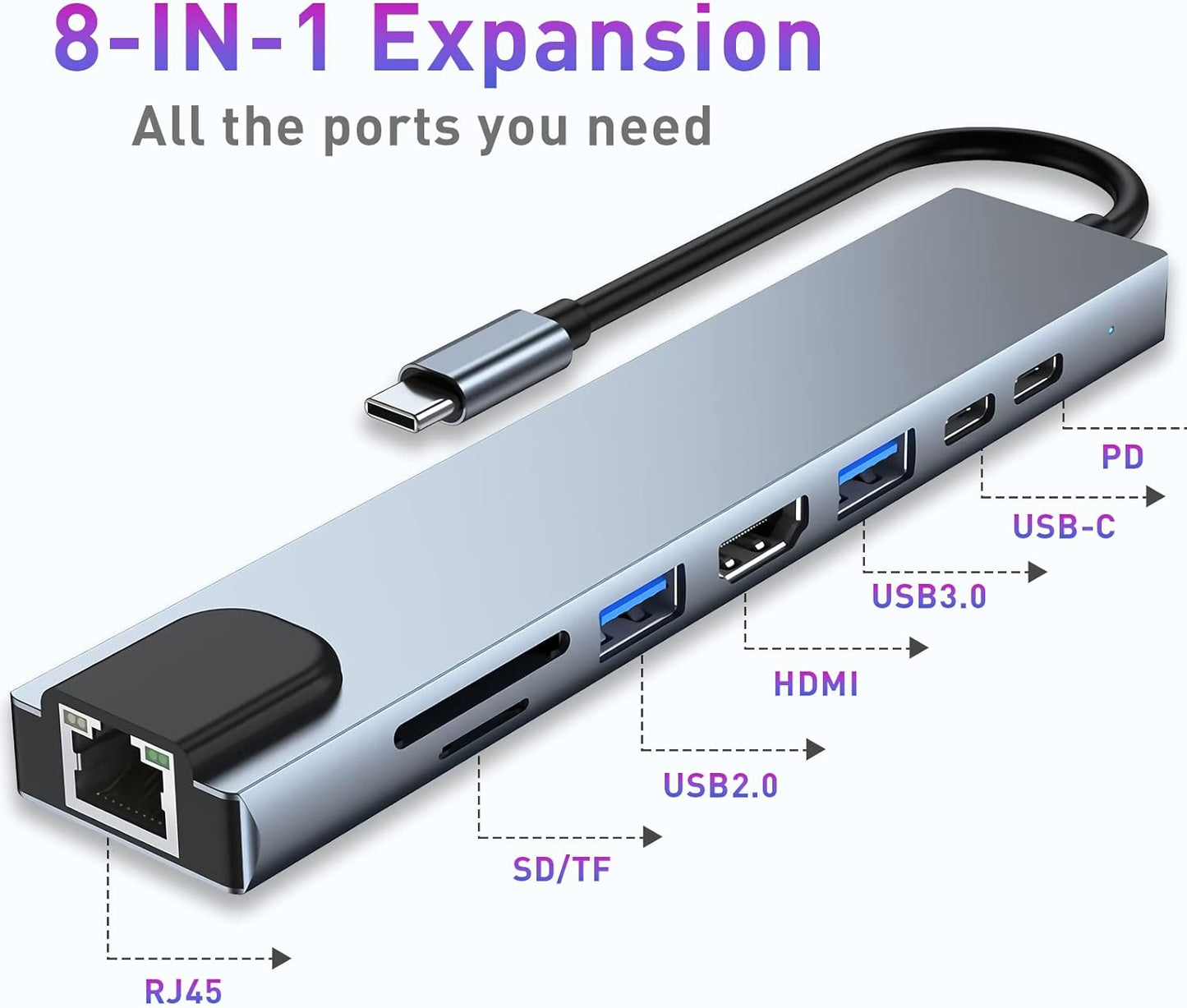 HUB ADAPTADOR 8 EN 1 RJ45