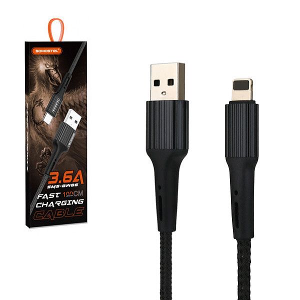 CABLE USB TIPO LIGHTNING C/NEGRO SOMOSTEL