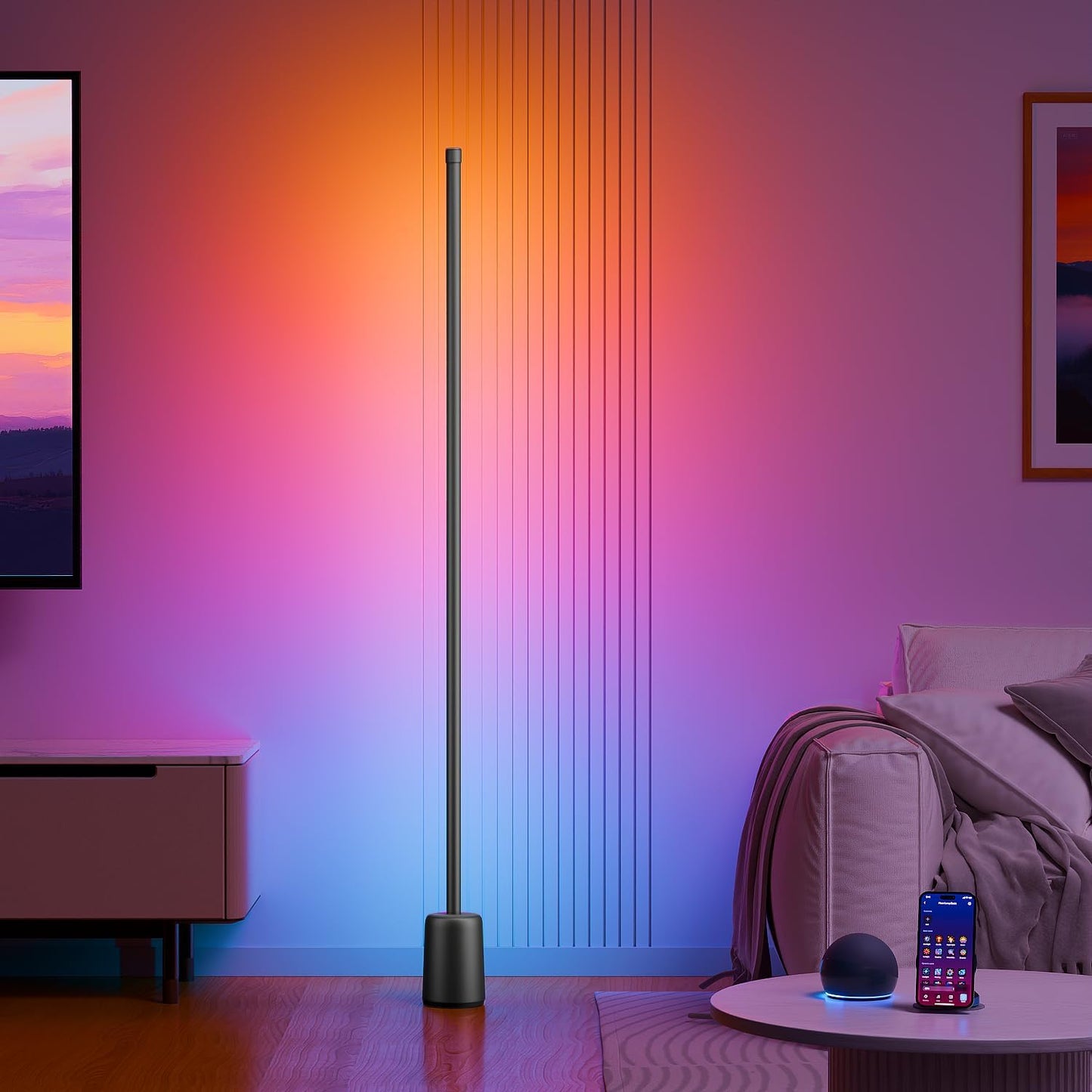 LÁMPARA DE PIE DE ESQUINA RGBW AILOFY CON ALEXA Y GOOGLE ASSISTANT