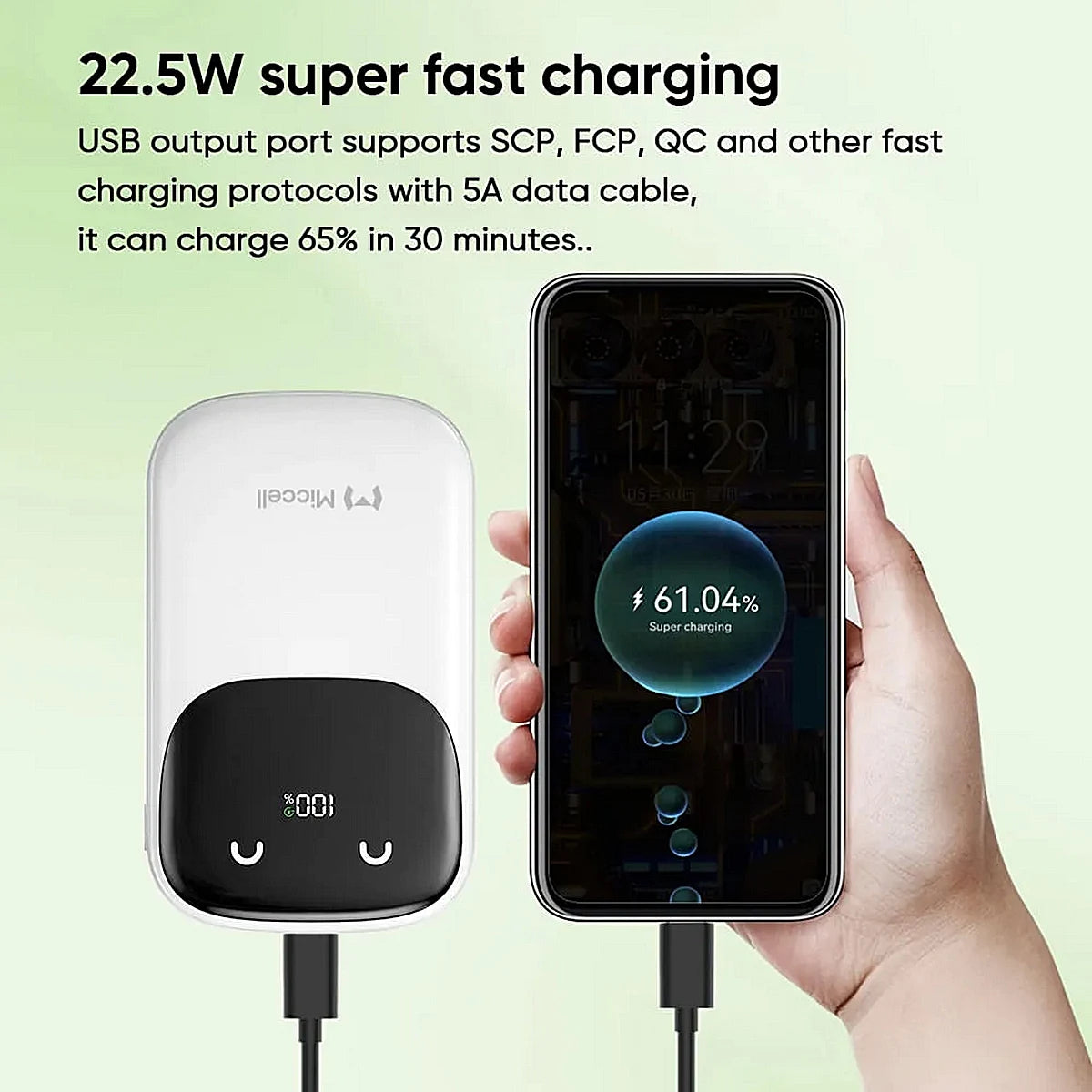 POWERBANK MICCELL  20000MAH BLANCO 22.5W