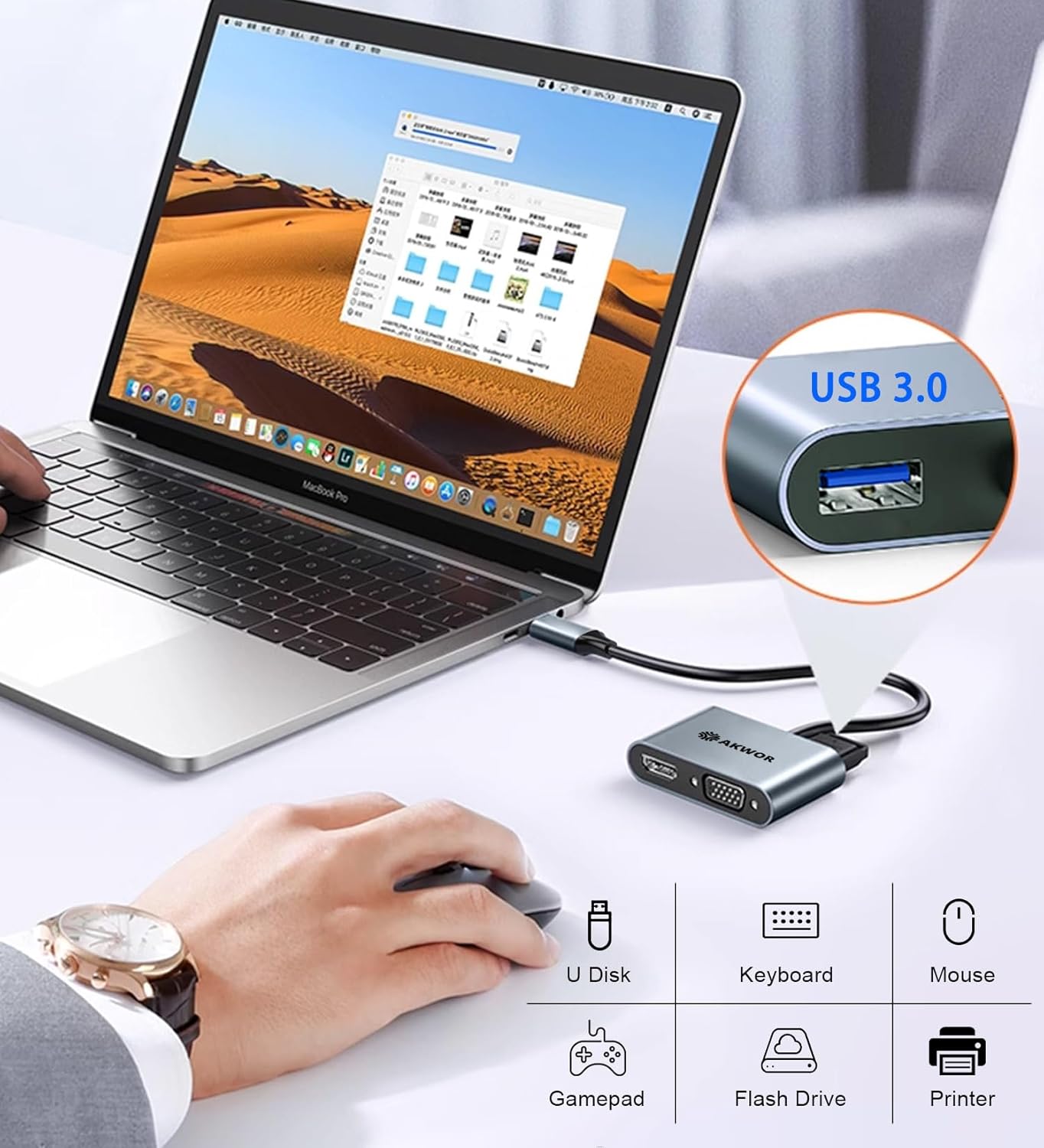 ADAPTADOR USB C A HDMI VGA 4 EN 1