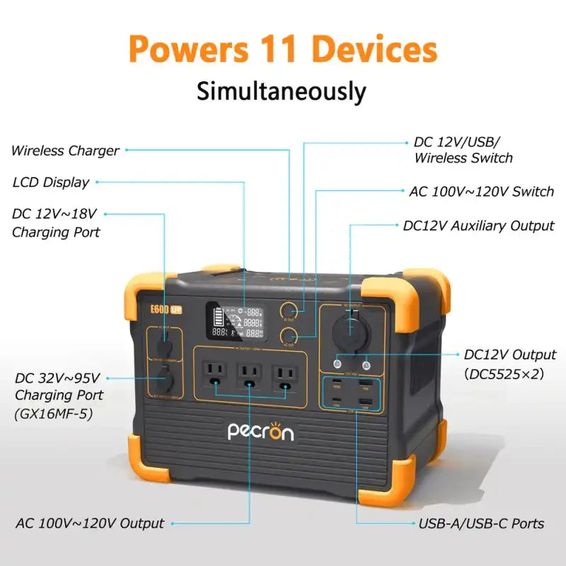ESTACION DE ENERGIA PORTATIL PECRON E600LFP 614WH
