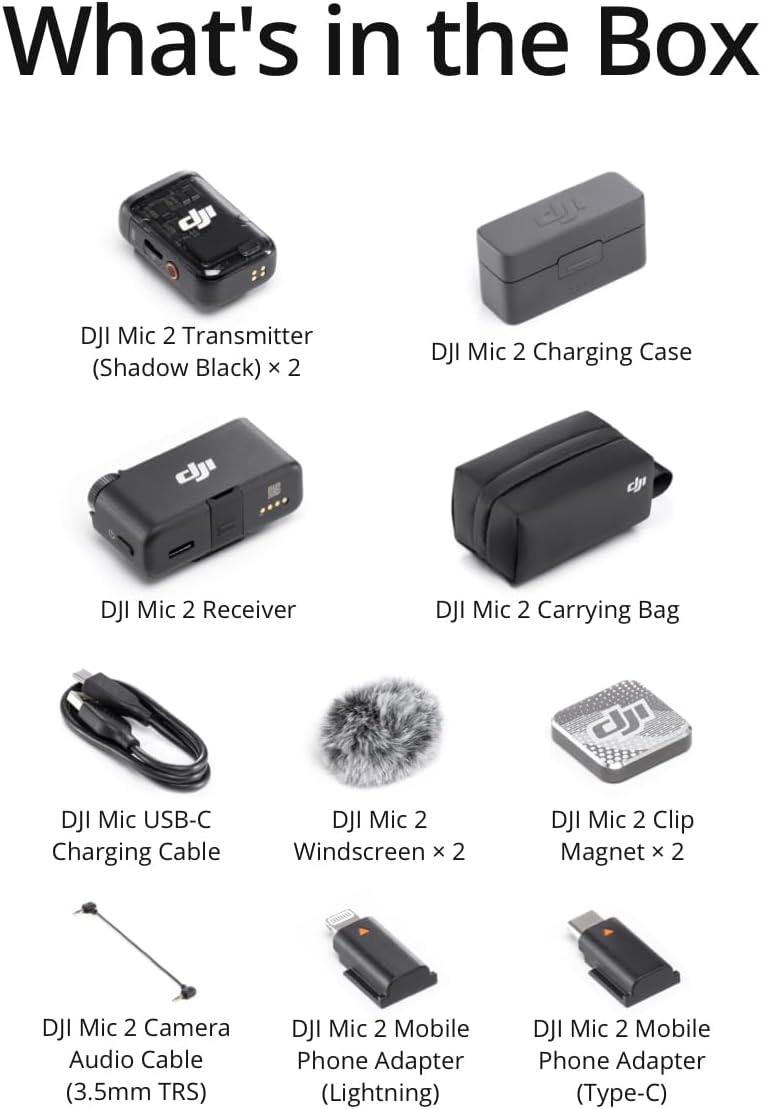 MICROFONO DJI MIC 2 (2 TX + 1 RX + ESTUCHE DE CARGA)
