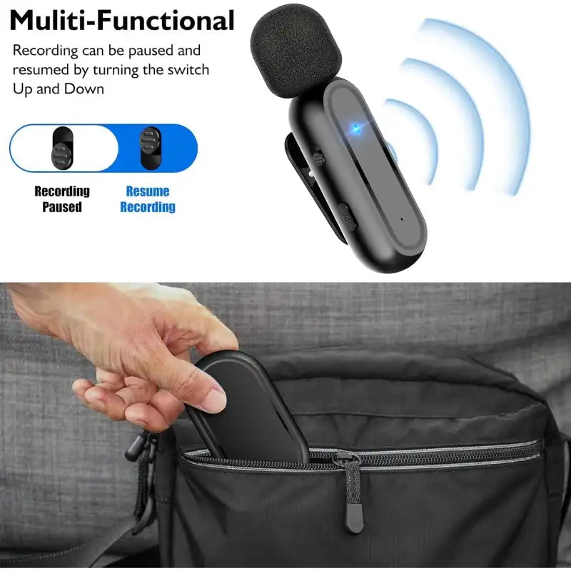 MICROFONO LAVALIER ECOMXIA INALAMBRICO (2 PACK) PARA IPHONE Y TIPO C