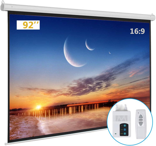 PANTALLA DE PROYECTOR MOTORIZADA 92" HD KSHIOE CON CONTROL PARA CINE EN CASA 16:9