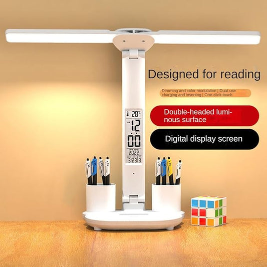 LAMPARA LED DE ESCRITORIO CON RELOJ RECARGABLE