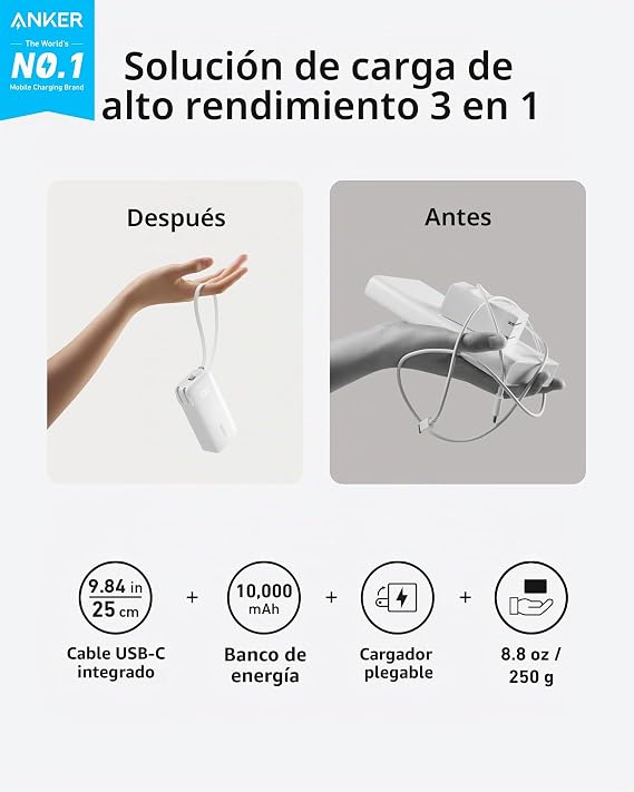 POWERBANK ANKER NANO 3 EN 1 10000MAH