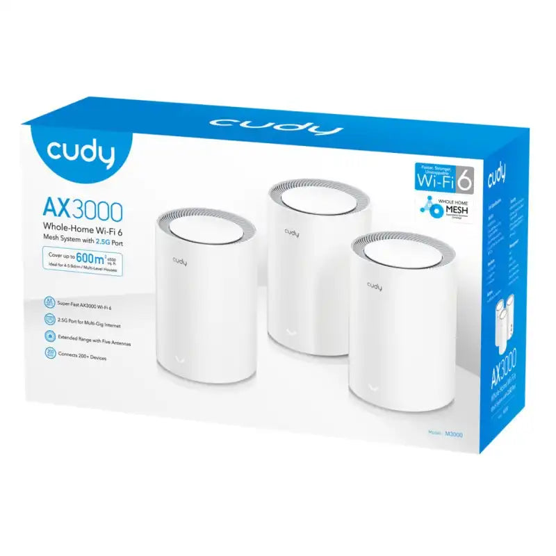 CUDY SISTEMA WI-FI MESH AX3000 M3000 (3 PACK) BLANCO