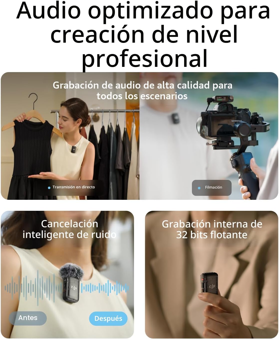 MICROFONO DJI MIC 2 (2 TX + 1 RX + ESTUCHE DE CARGA)