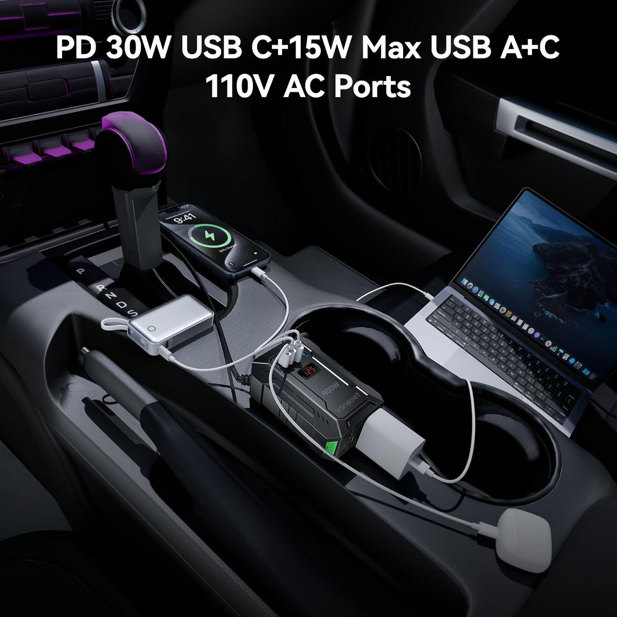 INVERSOR DE CORRIENTE DE CARRO 400W PARA VEHÍCULOS DC 12V A AC 110V