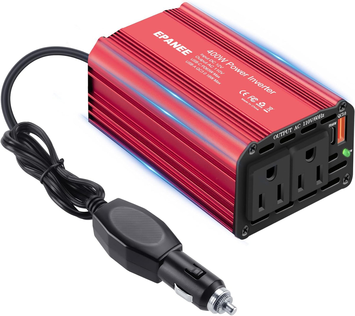 INVERSOR PARA CARRO 400W 12 V CC A 110 V CA