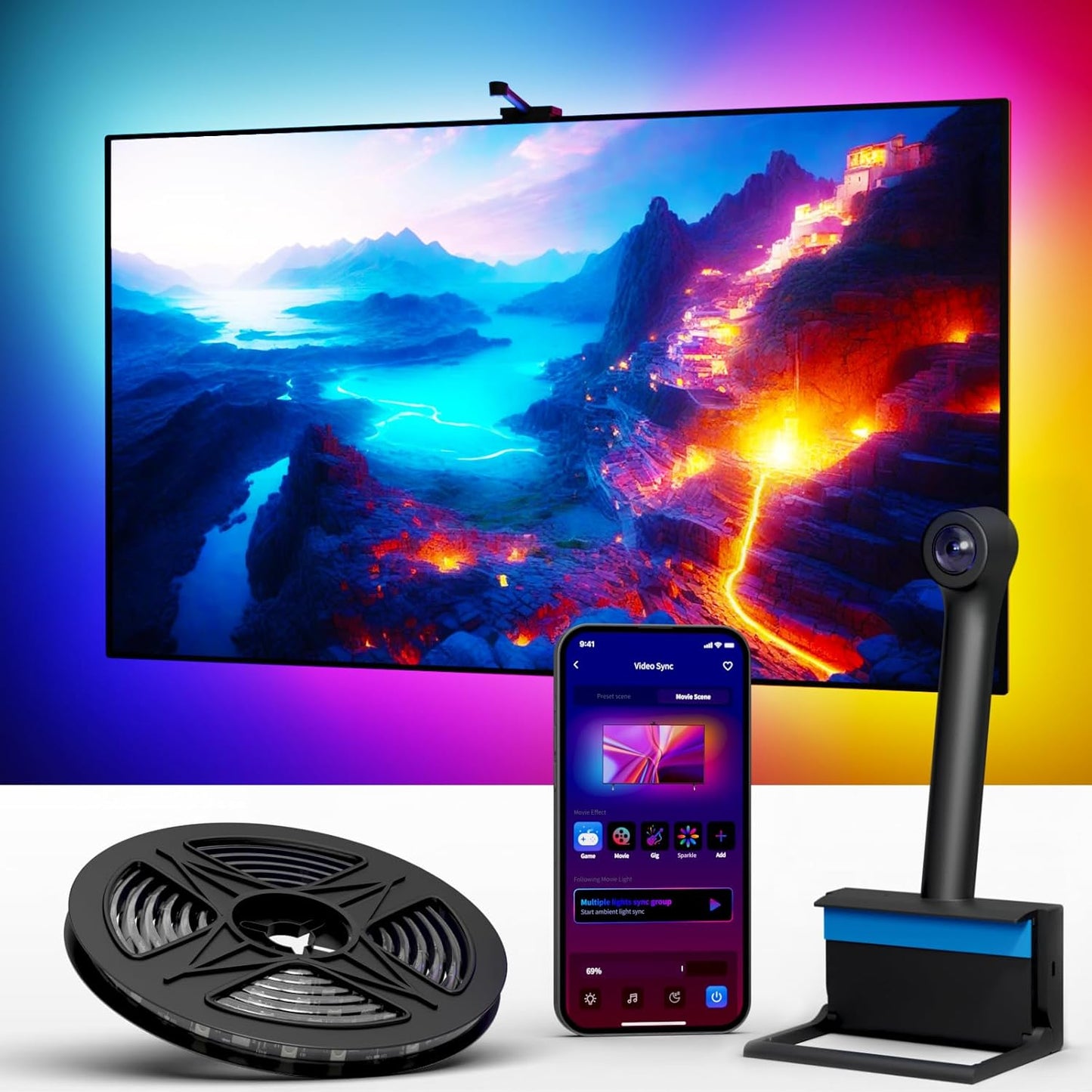 TIRA LED DE RETROILUMINACION PARA TV CON CAMARA