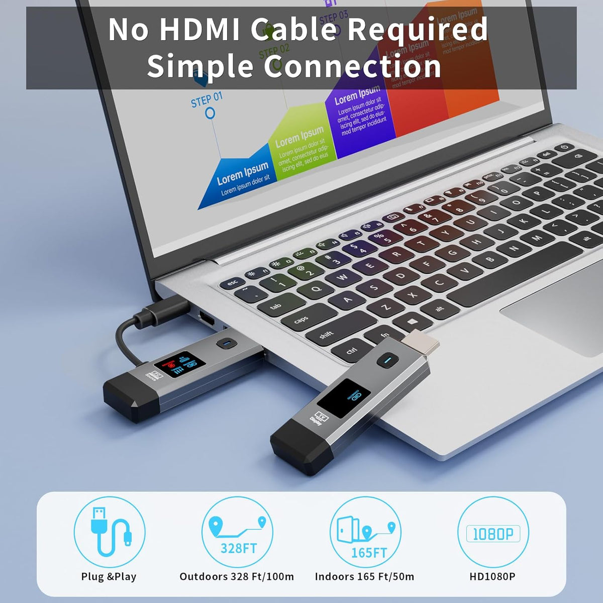 TRANSMISOR Y RECEPTOR HDMI INALÁMBRICO 328 PIES/100M EXTENSOR 1080P SALIDA | 4K