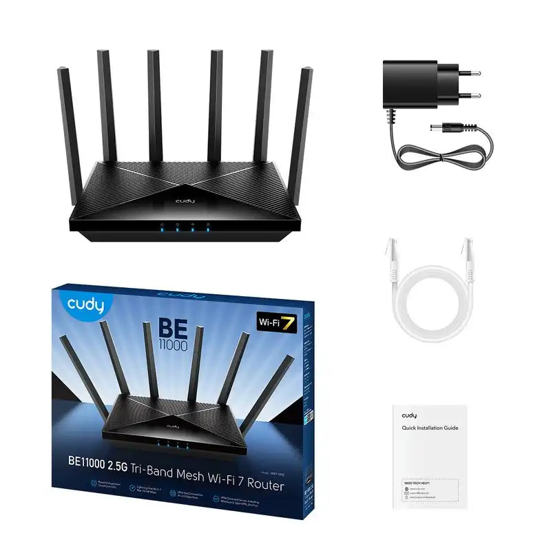 ROUTER CUDY BE6500 WR6500H WI-FI 7 6 ANTENAS 1 PUERTO 2.5GBPS