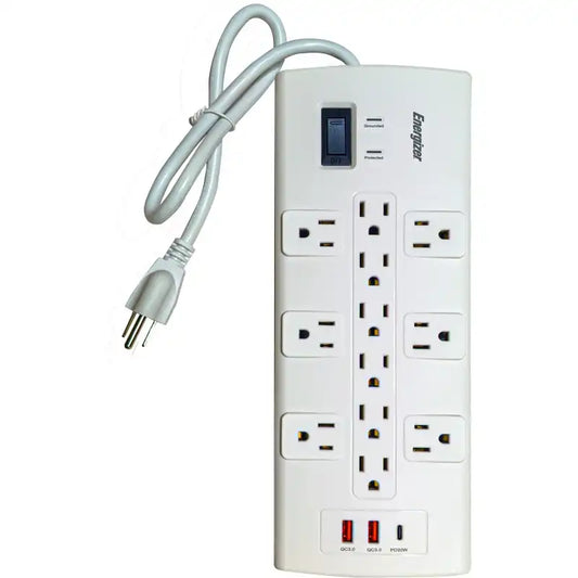 REGLETA ENERGIZER 12 TOMAS C/2 PUERTO USB/TIPO C