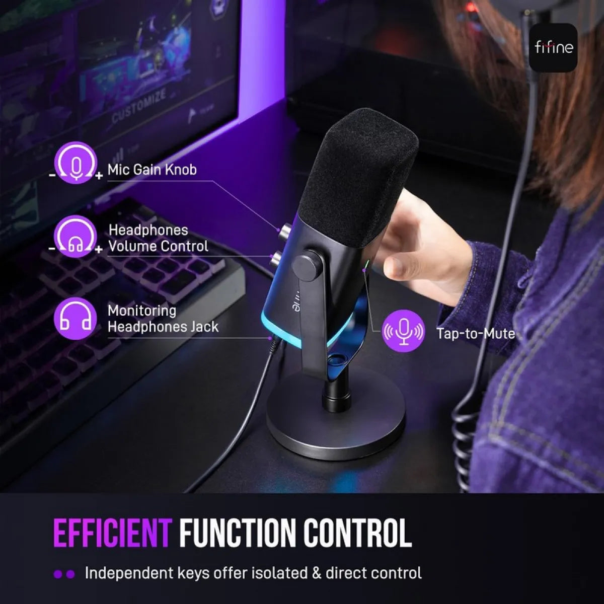 MICRÓFONO FIFINE AM8 STREAMING RGB XLR/USB