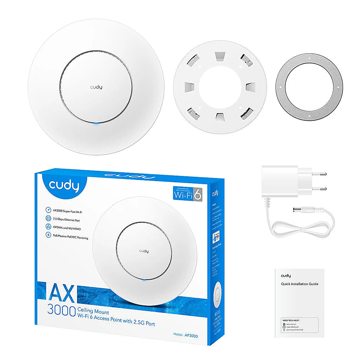 EXTENSOR DE WI-FI CUDY AP3000 AX3000 WIFI 6