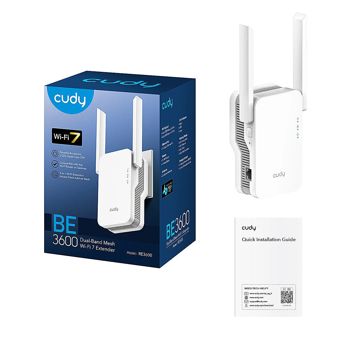 EXTENSOR DE WI-FI CUDY BE3600 RE3600 WIFI 7
