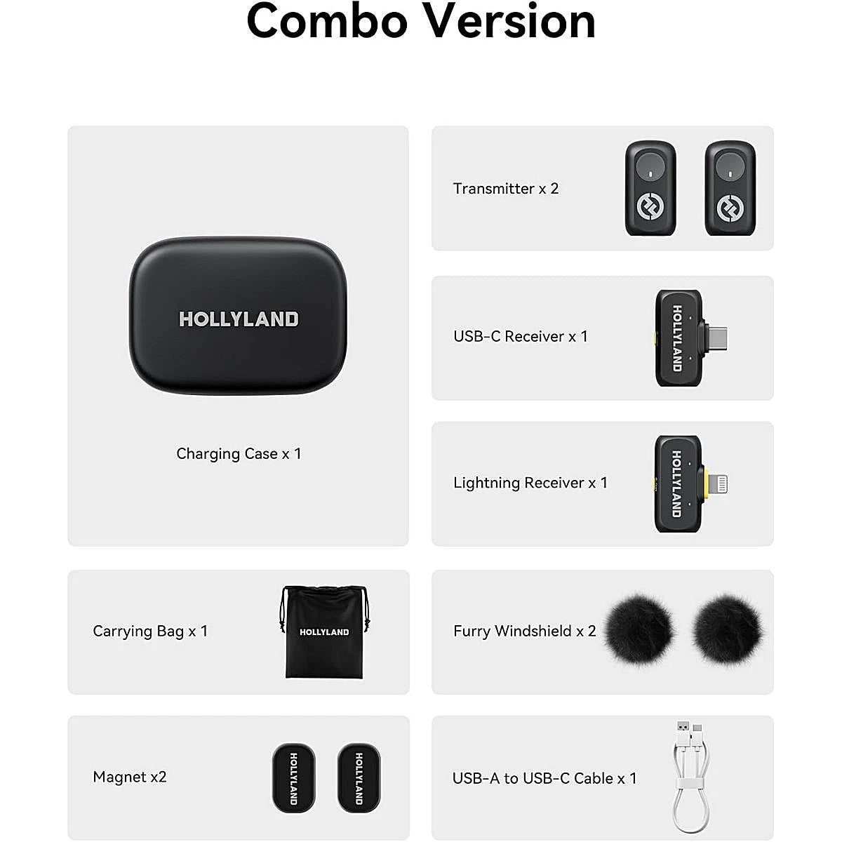 MICRÓFONO HOLLYLAND LARK A1 LAVALIER DOBLE INALÁMBRICO TIPO C Y IPHONE