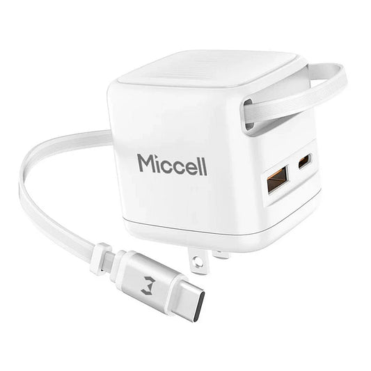 CARGADOR MICCELL TIPO A + TIPO C 35W RETRACTIL