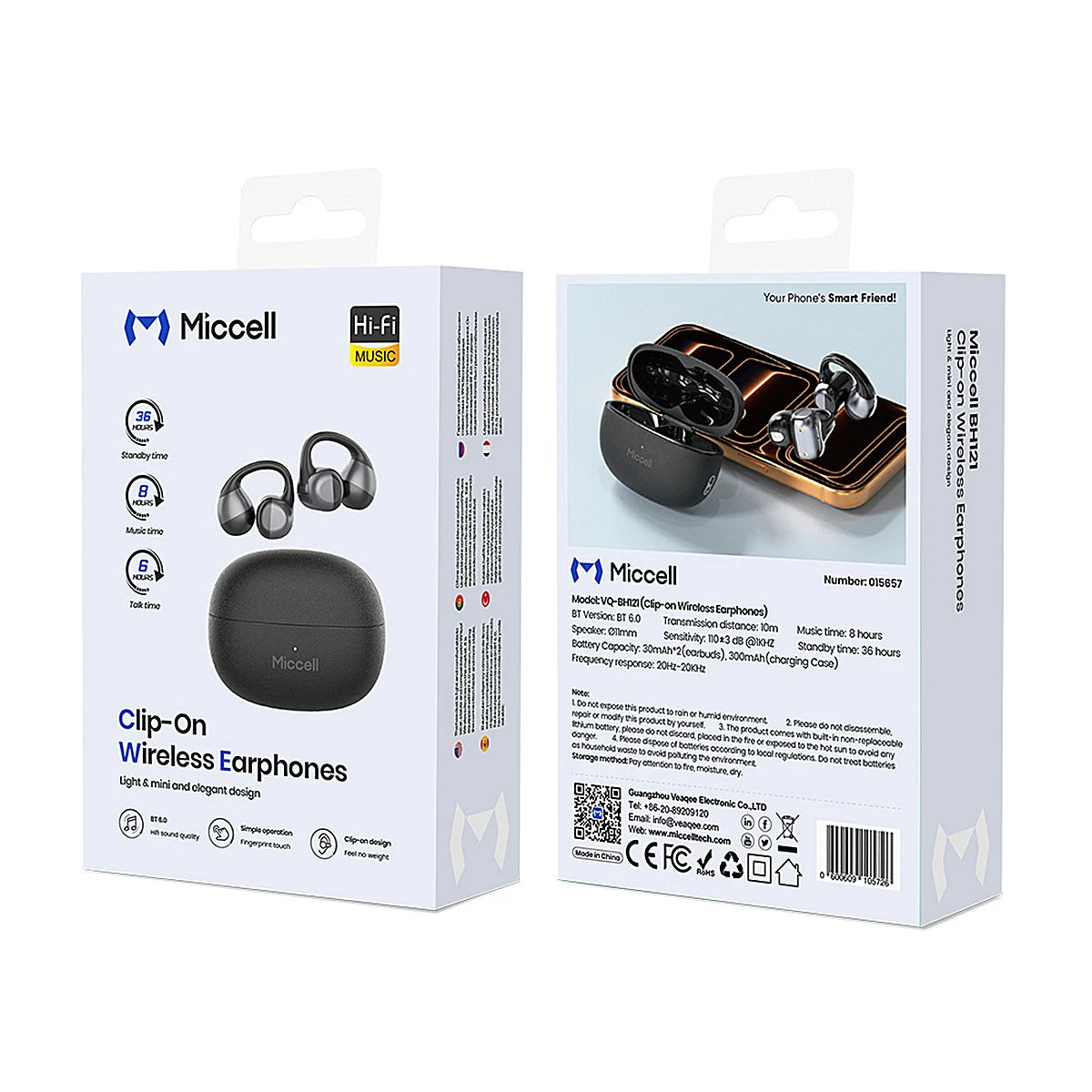 AUDIFONOS MICCELL CLIP-ON NEGRO