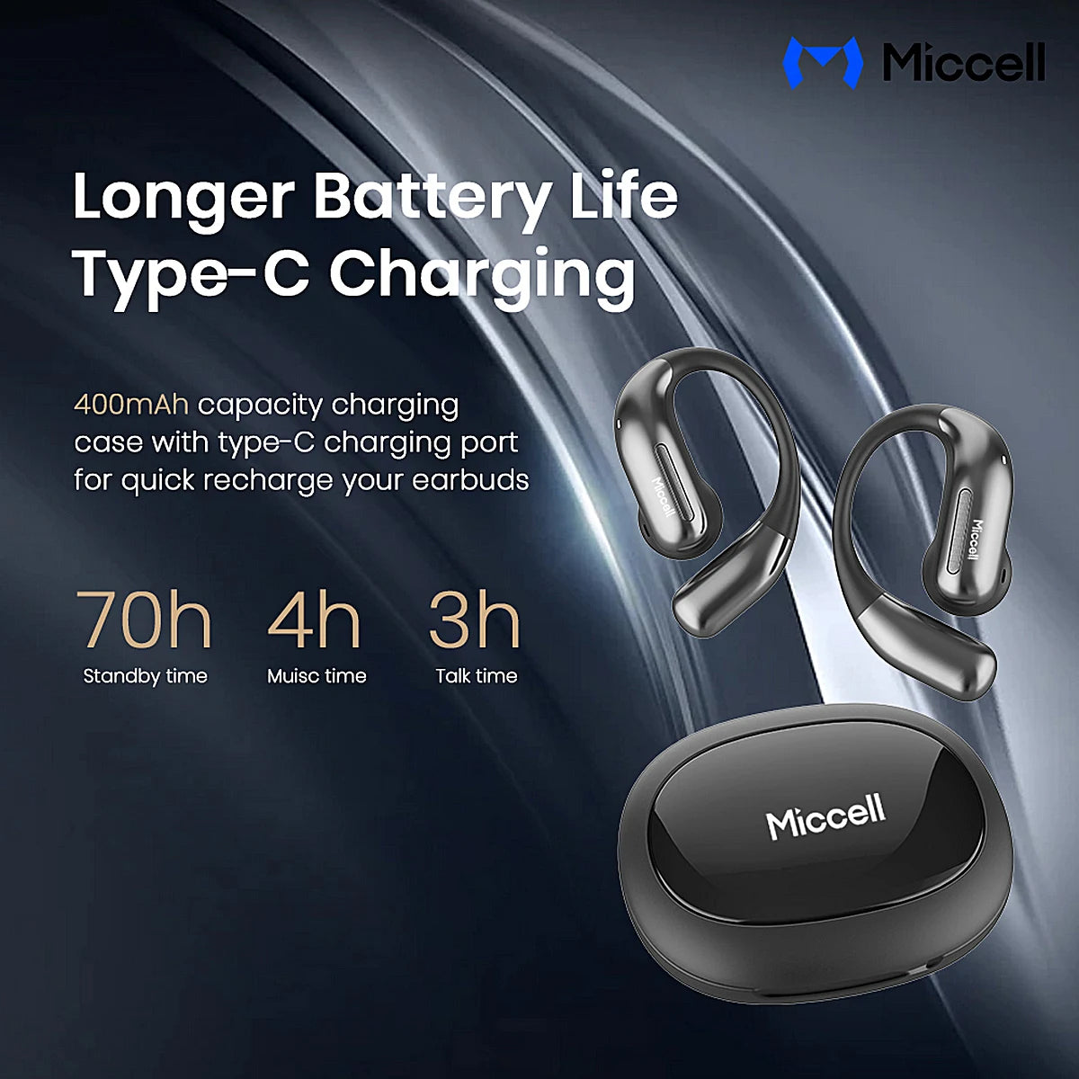 AUDIFONOS MICCELL OPEN-EAR DORADO