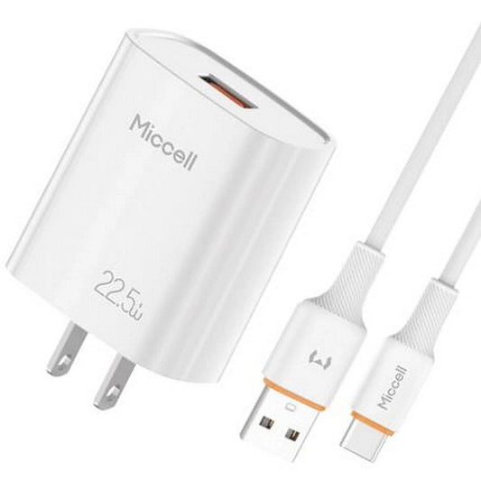 CARGADOR MICCELL VQ-T300 TIPO A 22.5W CON CABLE TIPO A A TIPO C