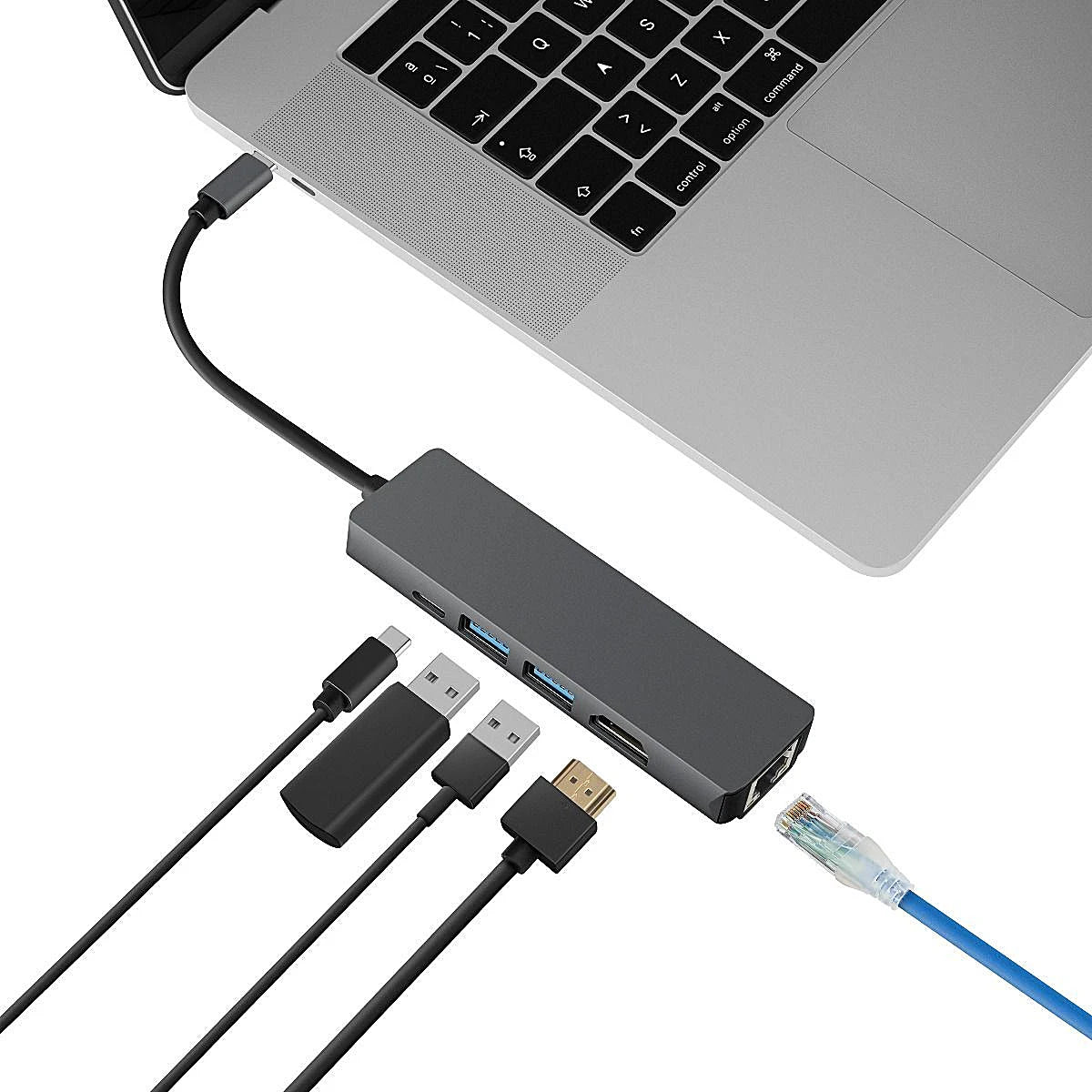 CONCENTRADOR ADAPTADOR 5 EN 1 STEREN CON RJ45