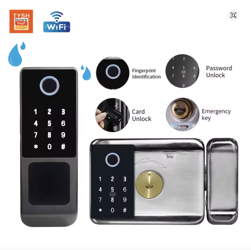 CERRADURA INTELIGENTE WIFI DOBLE HUELLA RESISTENTE AL AGUA IP66