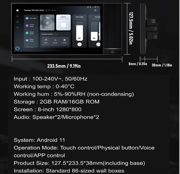 PANEL DE CONTROL INTELIGENTE 8" PRO