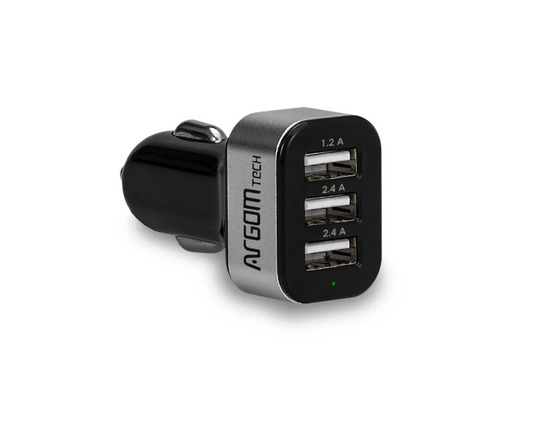 CARGADOR RAPIDO USB 3 PUERTOS PARA CARRO ARGOMTECH