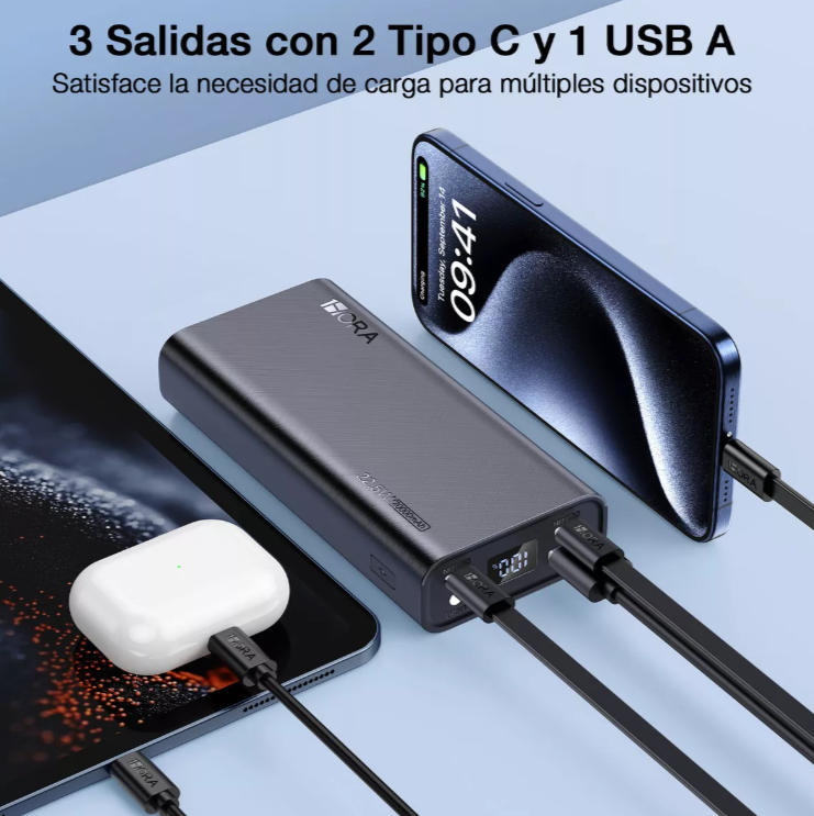 POWER BANK 1HORA 20.000MAH - 22.5W MAX