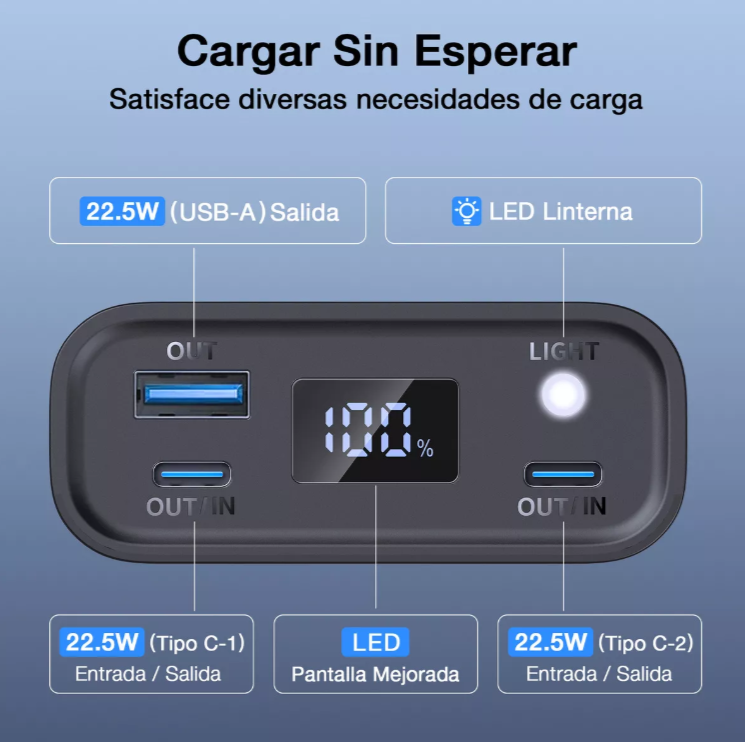 POWER BANK 1HORA 20.000MAH - 22.5W MAX