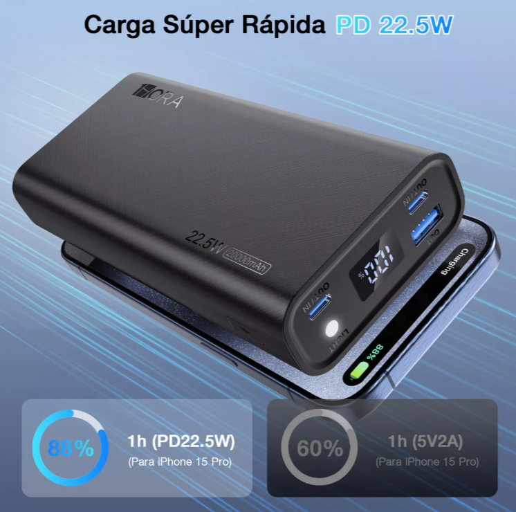 POWER BANK 1HORA 20.000MAH - 22.5W MAX