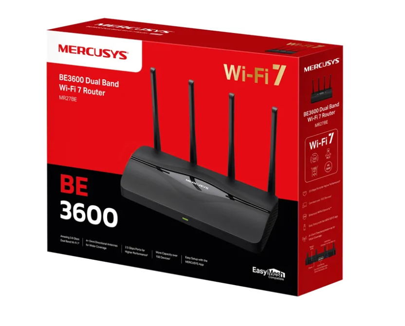 ROUTER MERCUSYS WIFI 7 DOBLE BANDA BE3600MBPS MR27BE