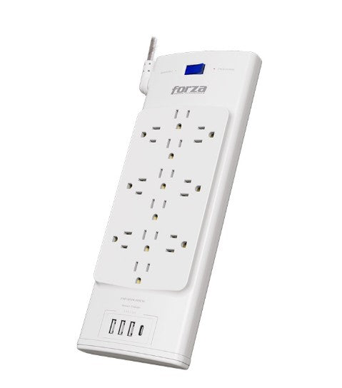 REGLETA PROTECTORA DE VOLTAJE FORZA 12 SALIDAS  3 USB A 1 USB C