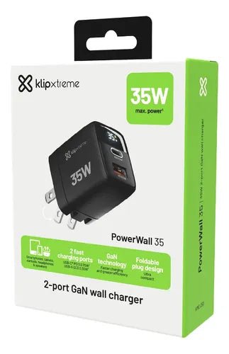 CARGADOR DE PARED KLIP XTREME 35W USB C Y A