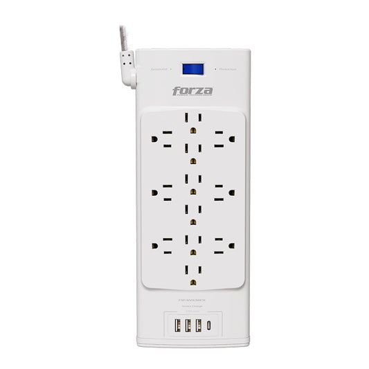 REGLETA PROTECTORA DE VOLTAJE FORZA 12 SALIDAS  3 USB A 1 USB C